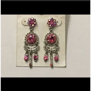 Gorgeous Pink Crystal Dangle Earrings